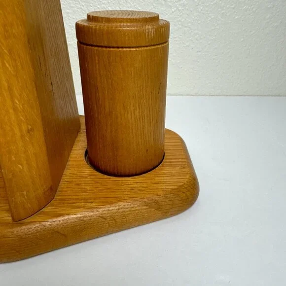 Vintage MCM Wooden Napkin Holder Salt & Pepper Shakers Farmhouse Cottege - Picture 4 of 15